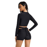 Langärmliger Badeanzug mit überkreuztem Crop-Top und Rashguard